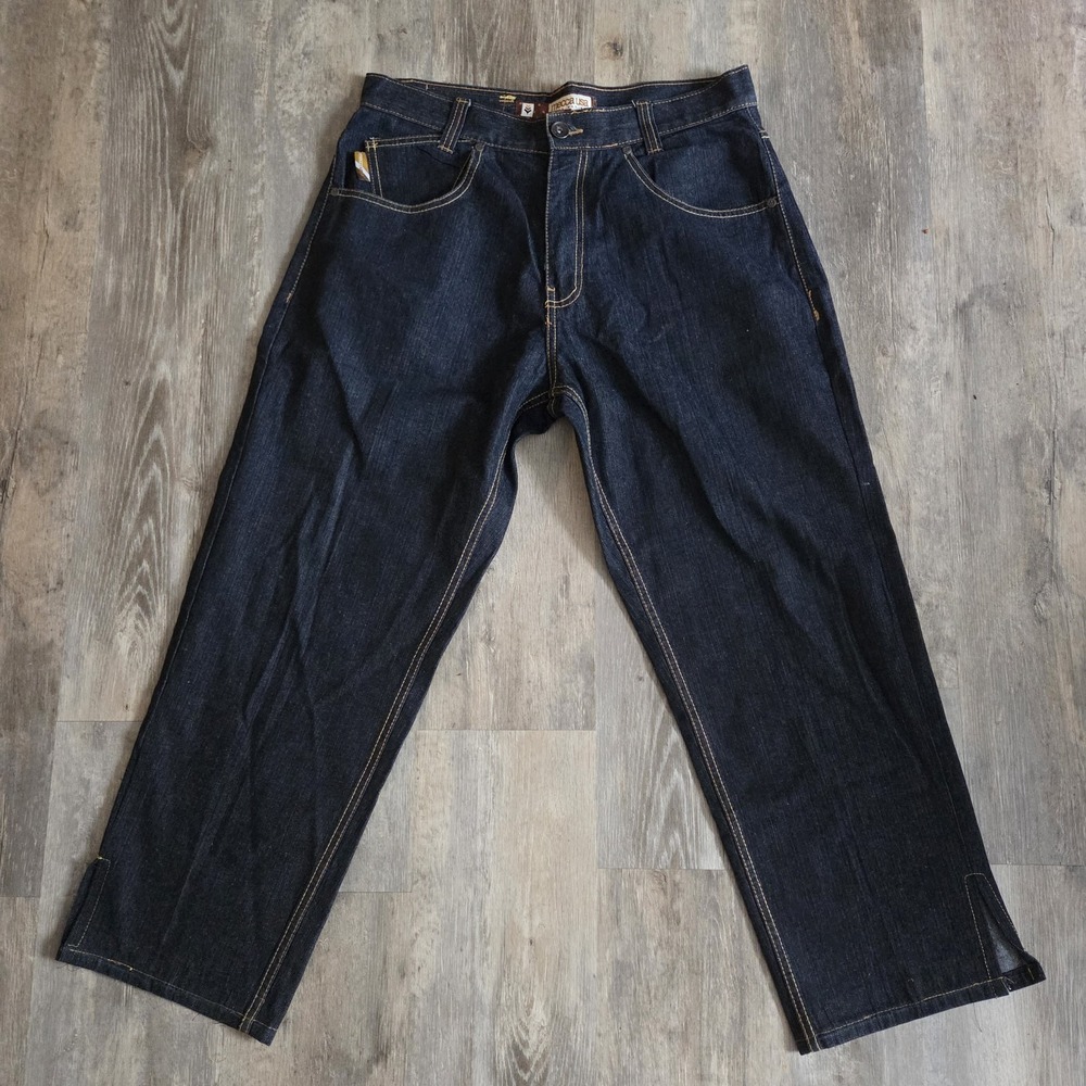 Vintage Mecca USA Baggy Wide Leg Jeans Dark Wash Y2K Skater Hip Hop 34x30